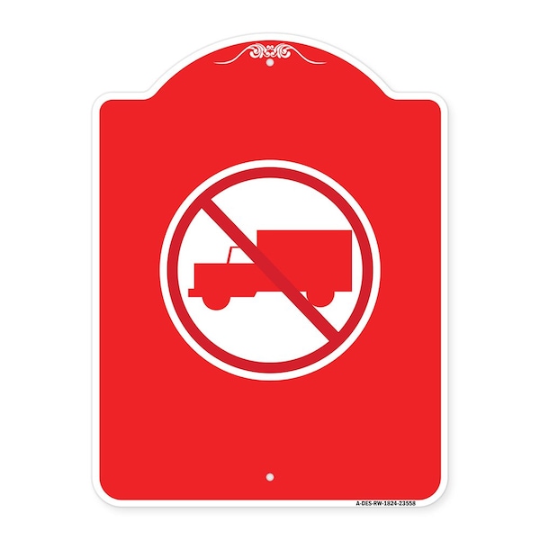 Signmission Designer Series Sign-No Truck, Red & White Aluminum Architectural Sign, 18" x 24", RW-1824-23558 A-DES-RW-1824-23558 - main
